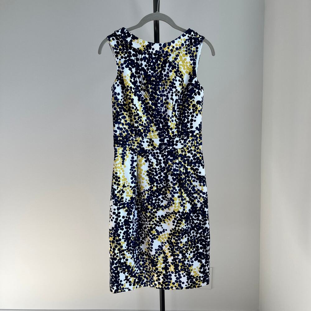 Boden Martha Sheath Dress Navy Yellow White Hourglass Fit